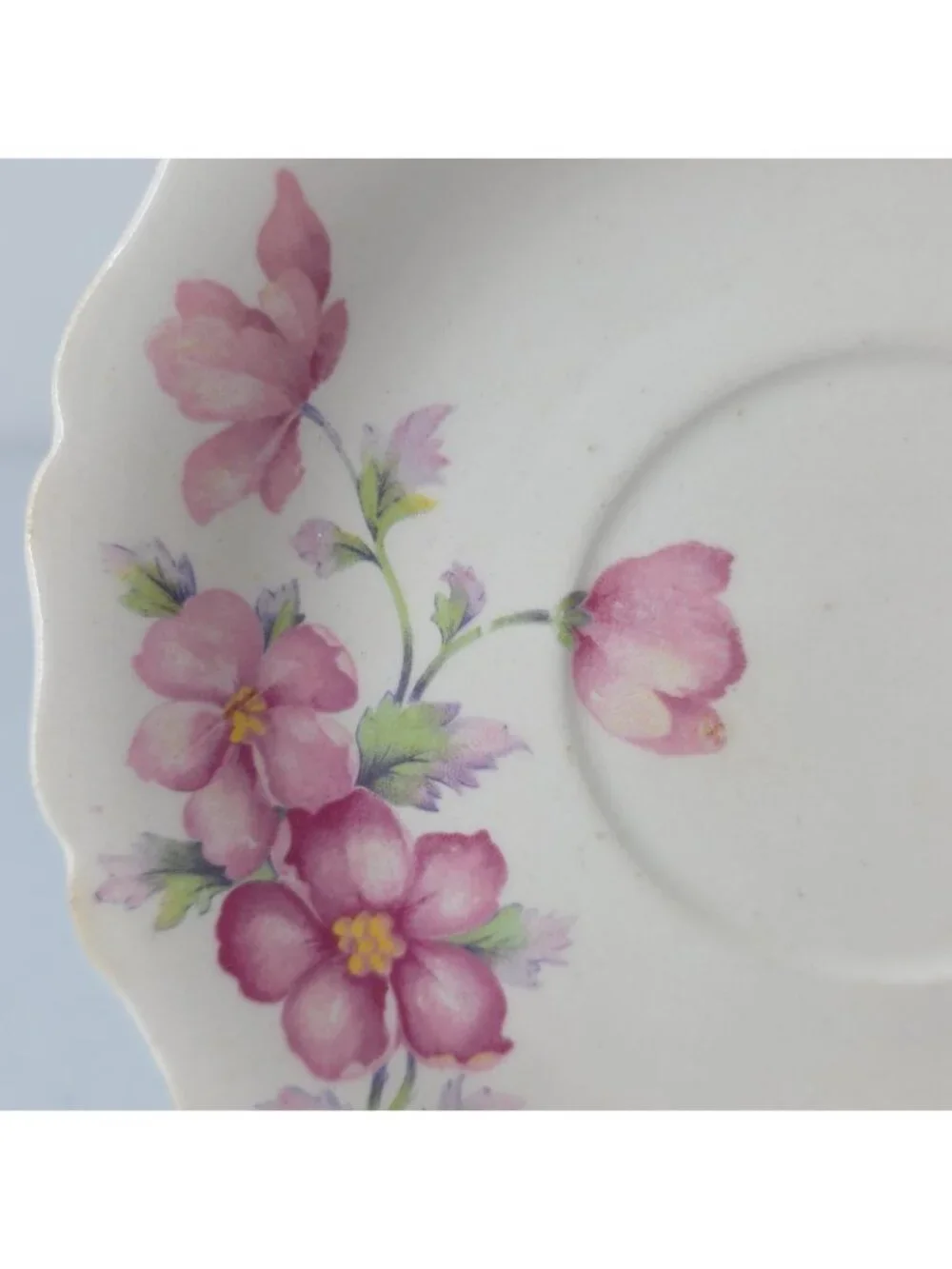 Vtg Keystone Canonsburg Pottery Co Pink Floral Tea Cup & Saucer 1950s Feminine